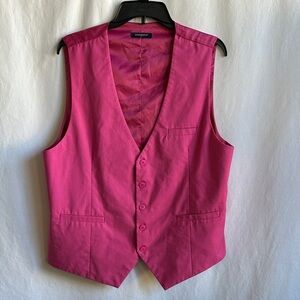 Hisdern men's hot pink suit vest for formal or casual wear, size L